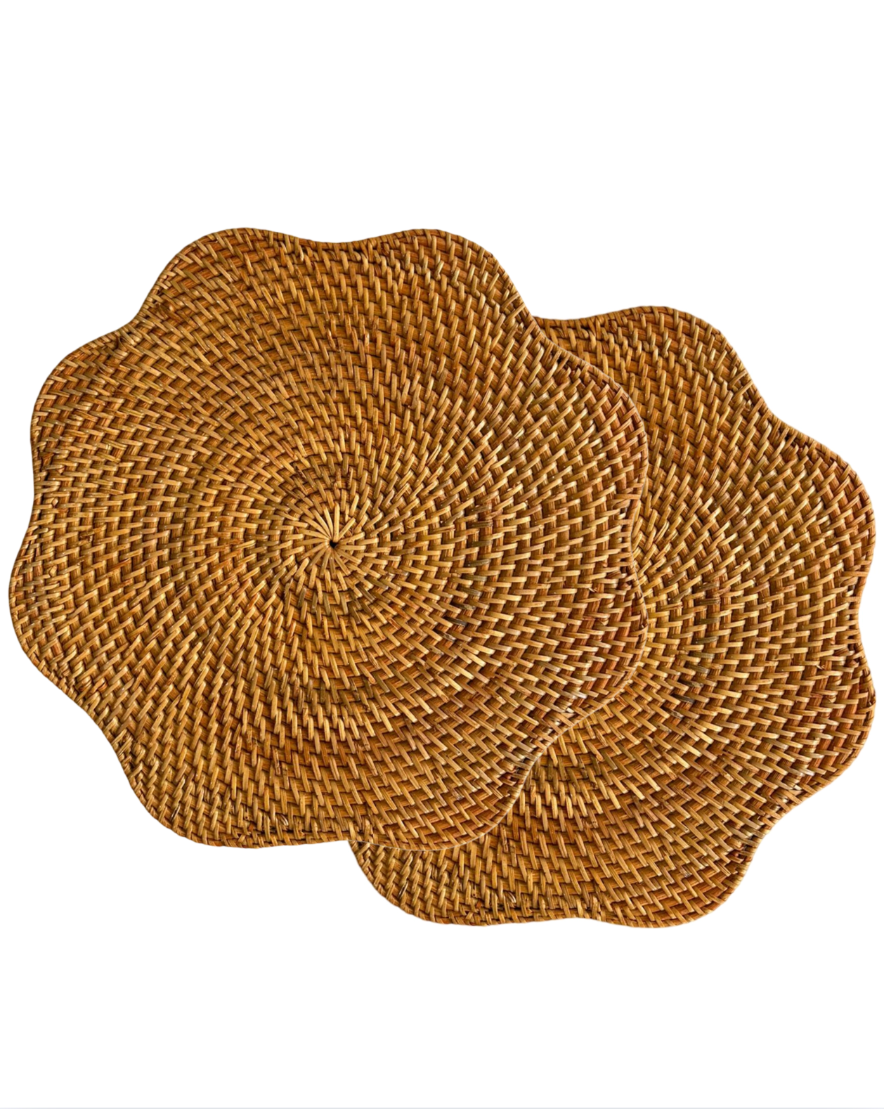 Vivo Scallop Honey Rattan Placemat Set/2