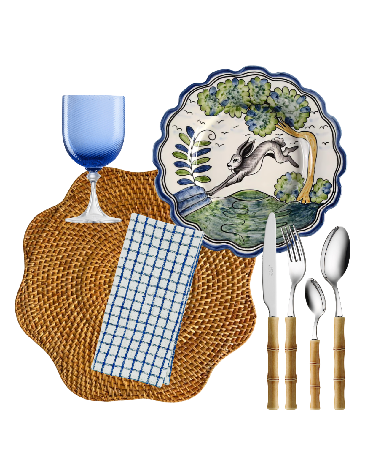 Vivo Scallop Honey Rattan Placemat Set/2