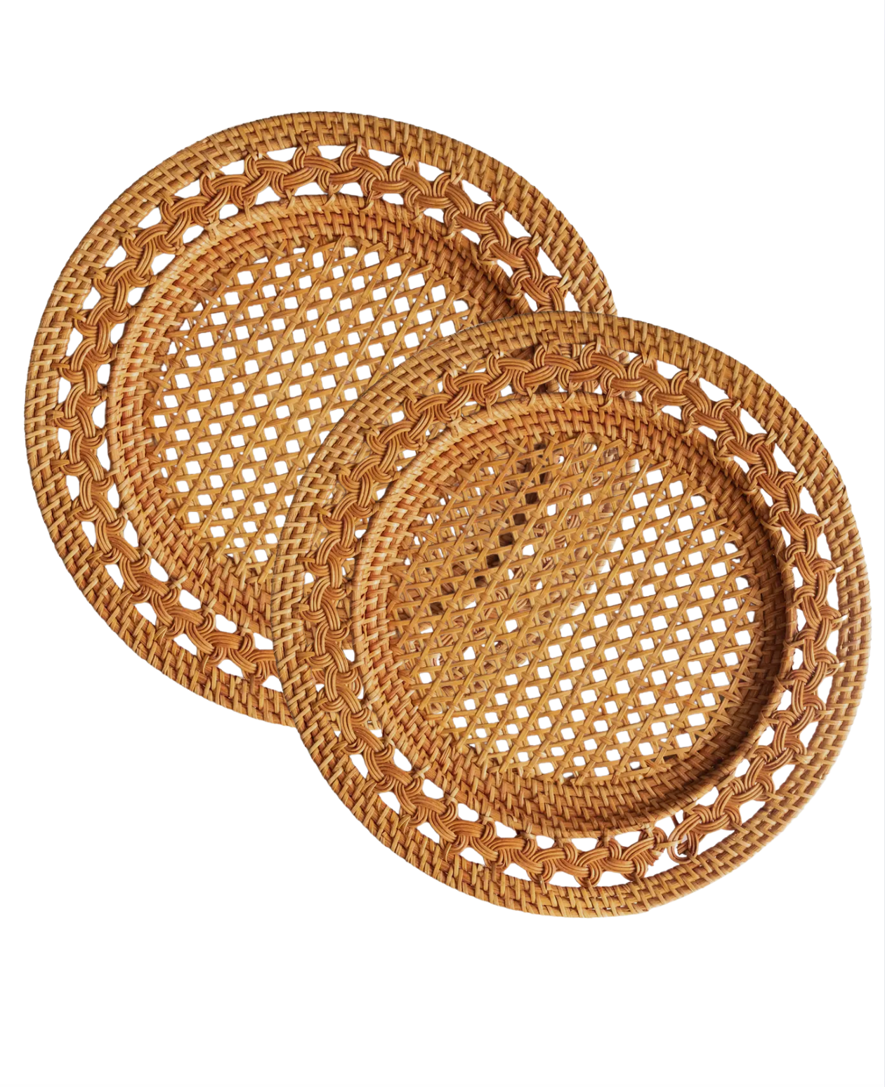 Vivo Double Edge Rattan Chargers Set/2