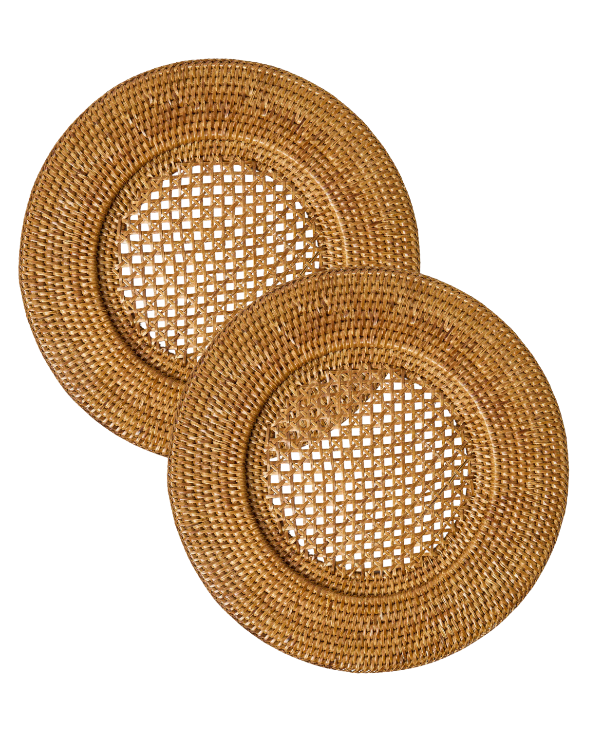 Vivo Rattan Honey Brown Chargers Set/2
