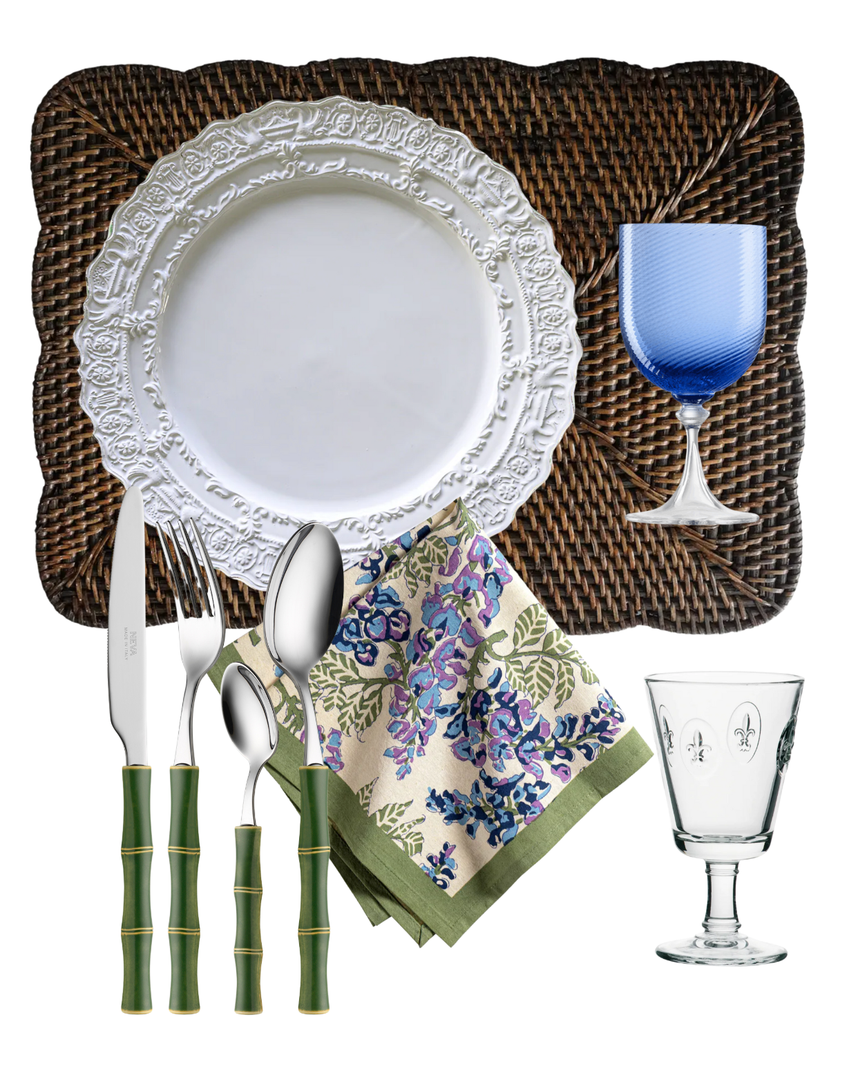 Vivo Rectangular Espresso Rattan Placemat Set/2