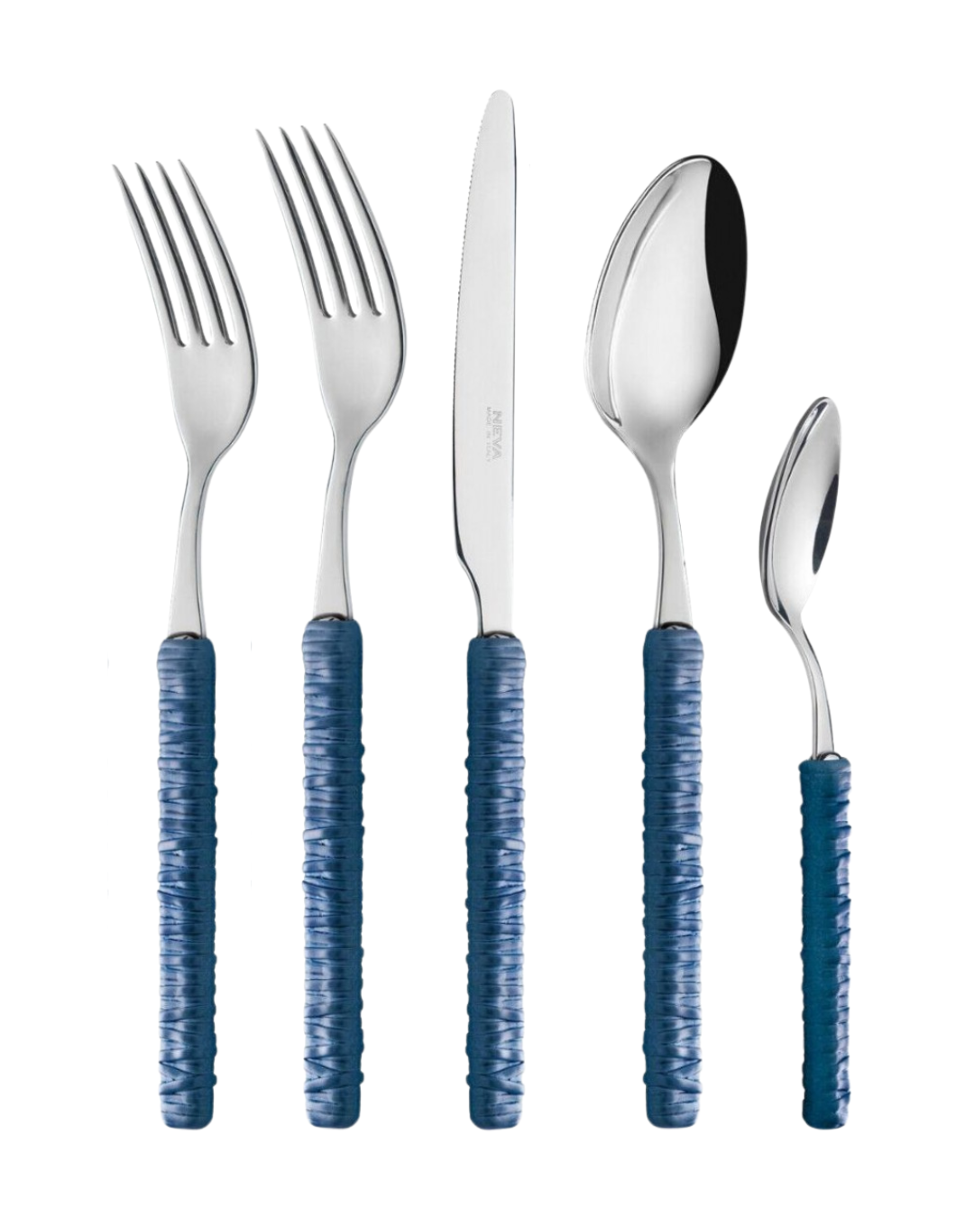 Blue Rattan Flatware 5 Pc