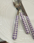 Neva Purple Gingham Flatware