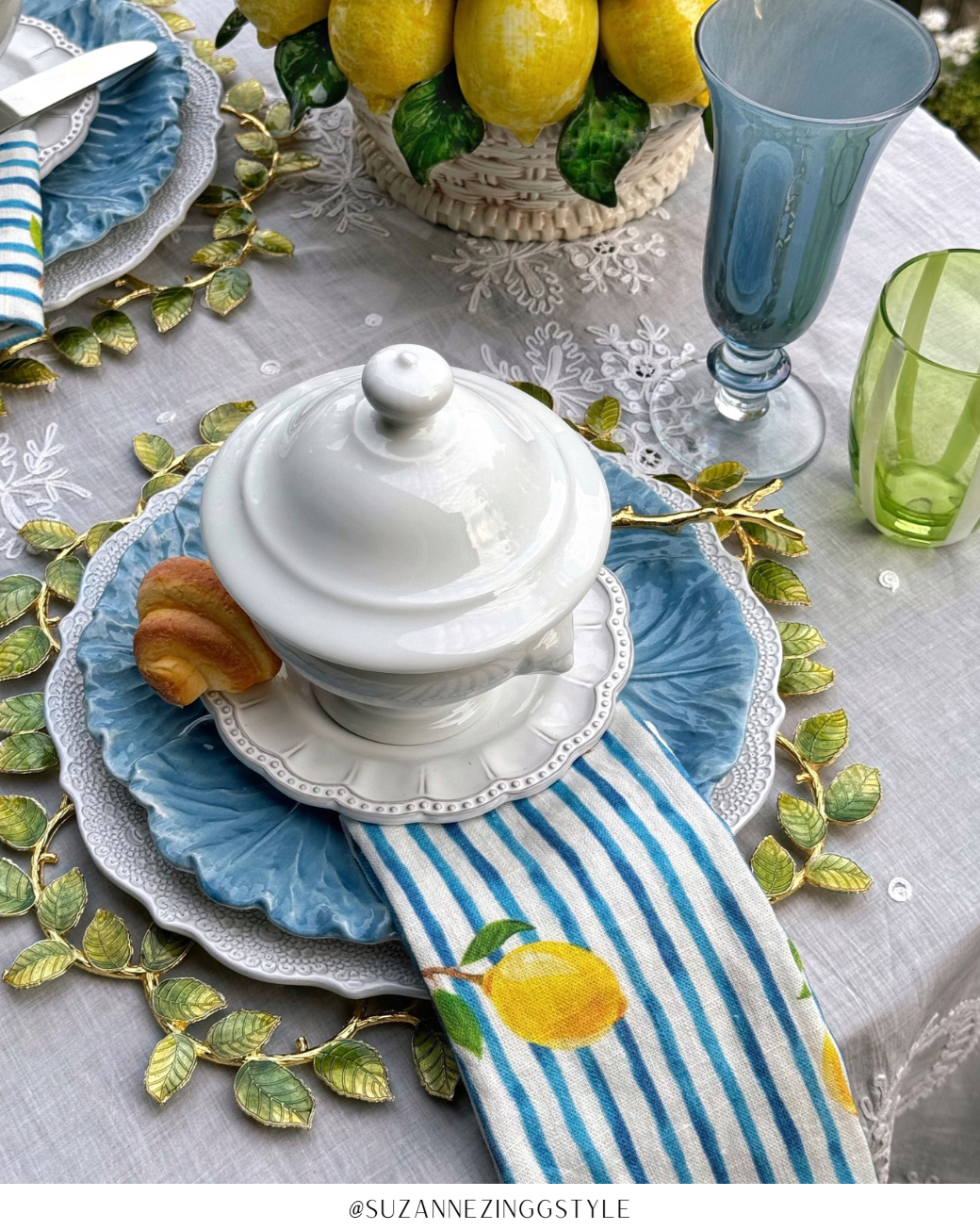 Vivo Lemon Stripe 17" Napkin S/4