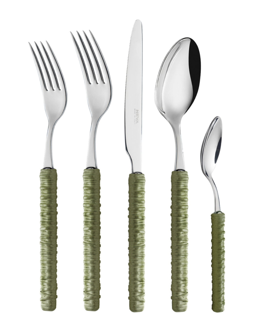 Green Rattan Flatware 5 Pc