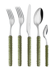 Neva Green Rattan Flatware 5 Pc