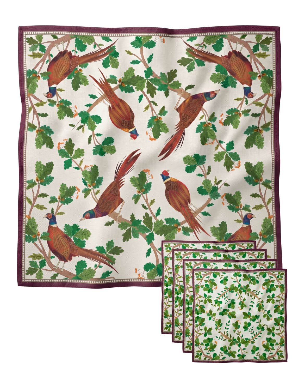 Pheasant &amp; Oak Canopy 54" Tablecloth + FREE Napkin S/4 *Limited Quantity