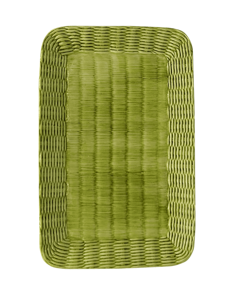 Ceramic Wicker Green Tray