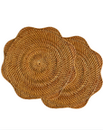 Vivo Scallop Honey Rattan Placemat Set/2