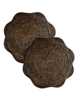 Vivo Scallop Espresso Rattan Placemat Set/2