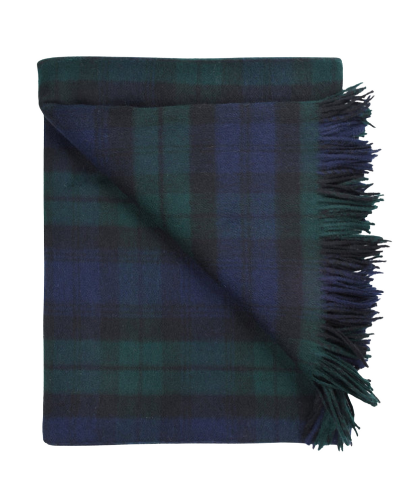 Highland Tartan Merino Wool Throw - Black Watch