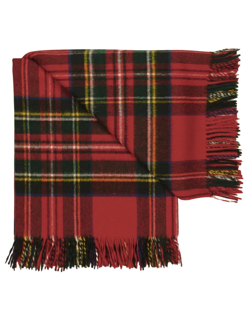 Highland Tartan Merino Wool Throw - Royal Stewart