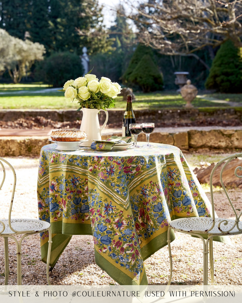 Couleur Nature Jardin Blue 59" Tablecloth