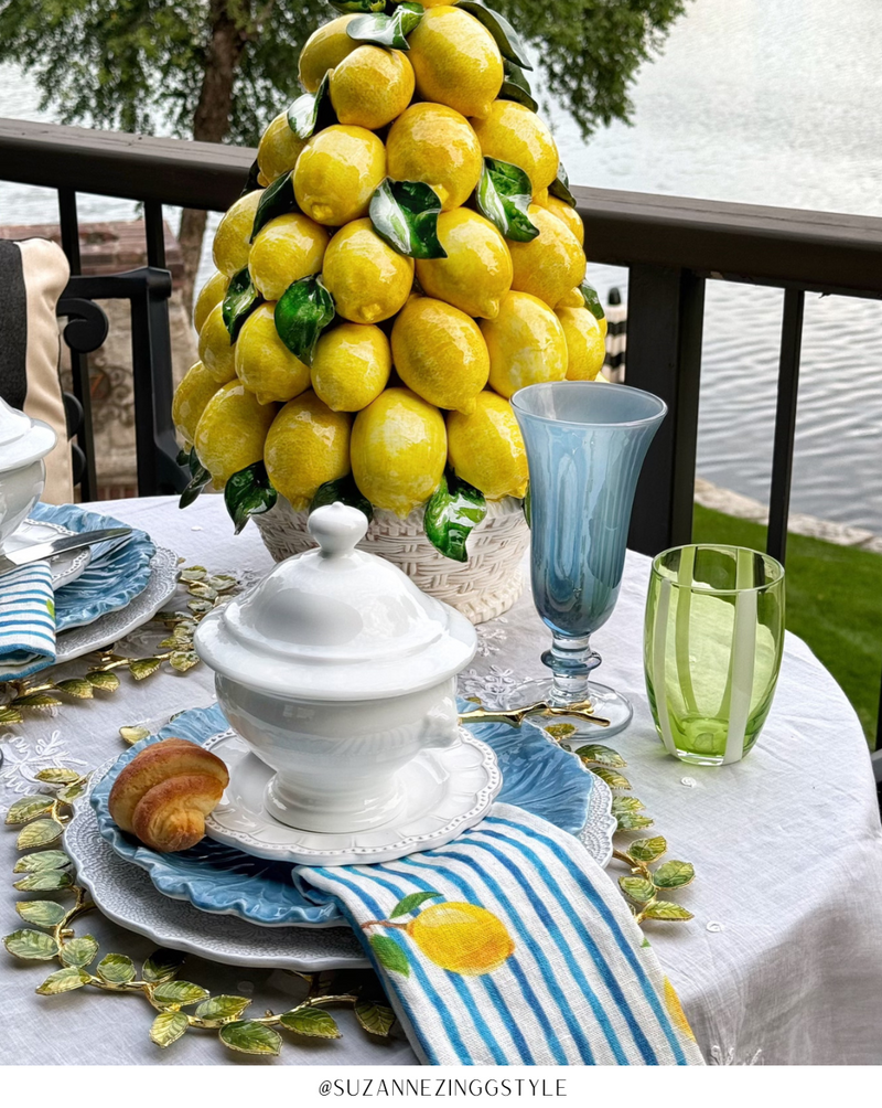 Vivo Lemon Stripe Dinner Napkin Set (2)