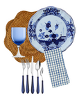 Vivo Blue Tattersall 17" Napkin Set/4